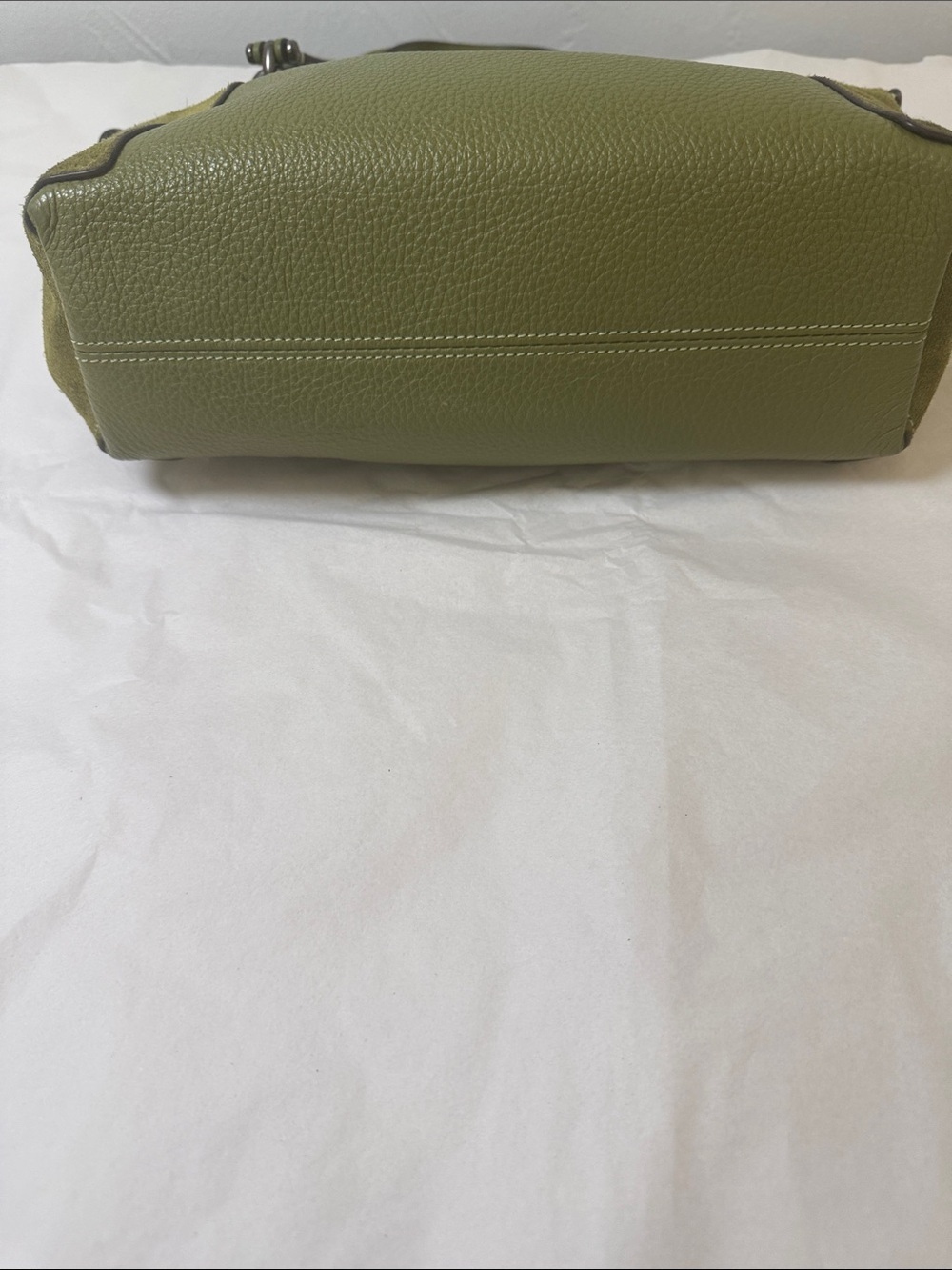 Coach Kasey Olive Green Leather & Suede Two-way Crossbody with gunmetal hardware - Picture 4 of 17